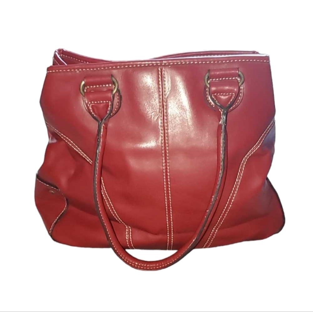 BIG ROOMY Cranberry Red Handbag Vegan Leather Purse Bag - Picture 8 of 12